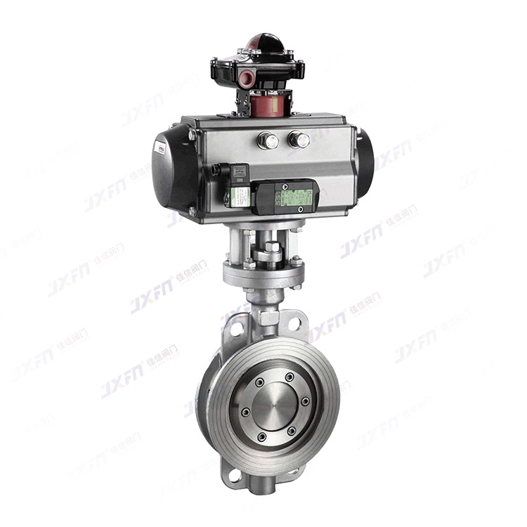 D673H-16P/R 气动三偏心硬密封对夹蝶阀