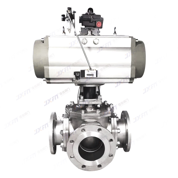 Q644-5F-16P/R气动三通法兰球阀